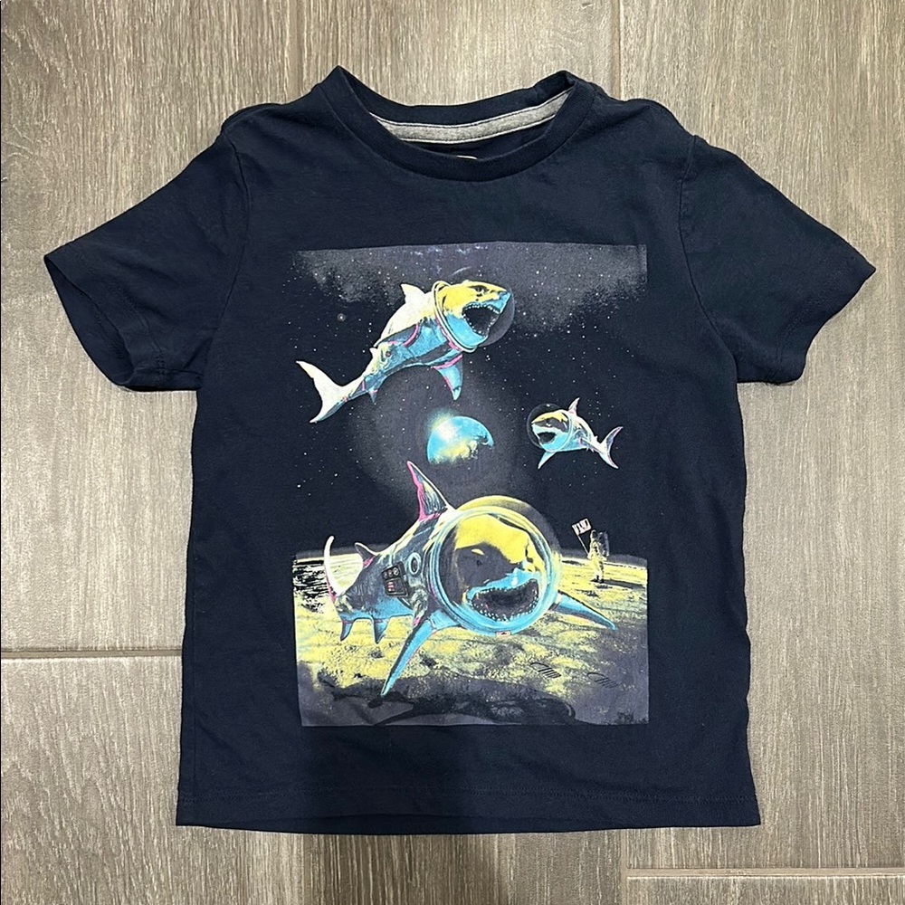 Kids Shark Graphic T-Shirt - Black